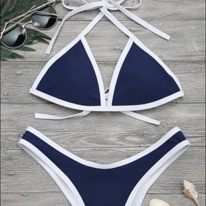 ZAFUL HIGH CUT CONTRAST PIPING BIKINI
